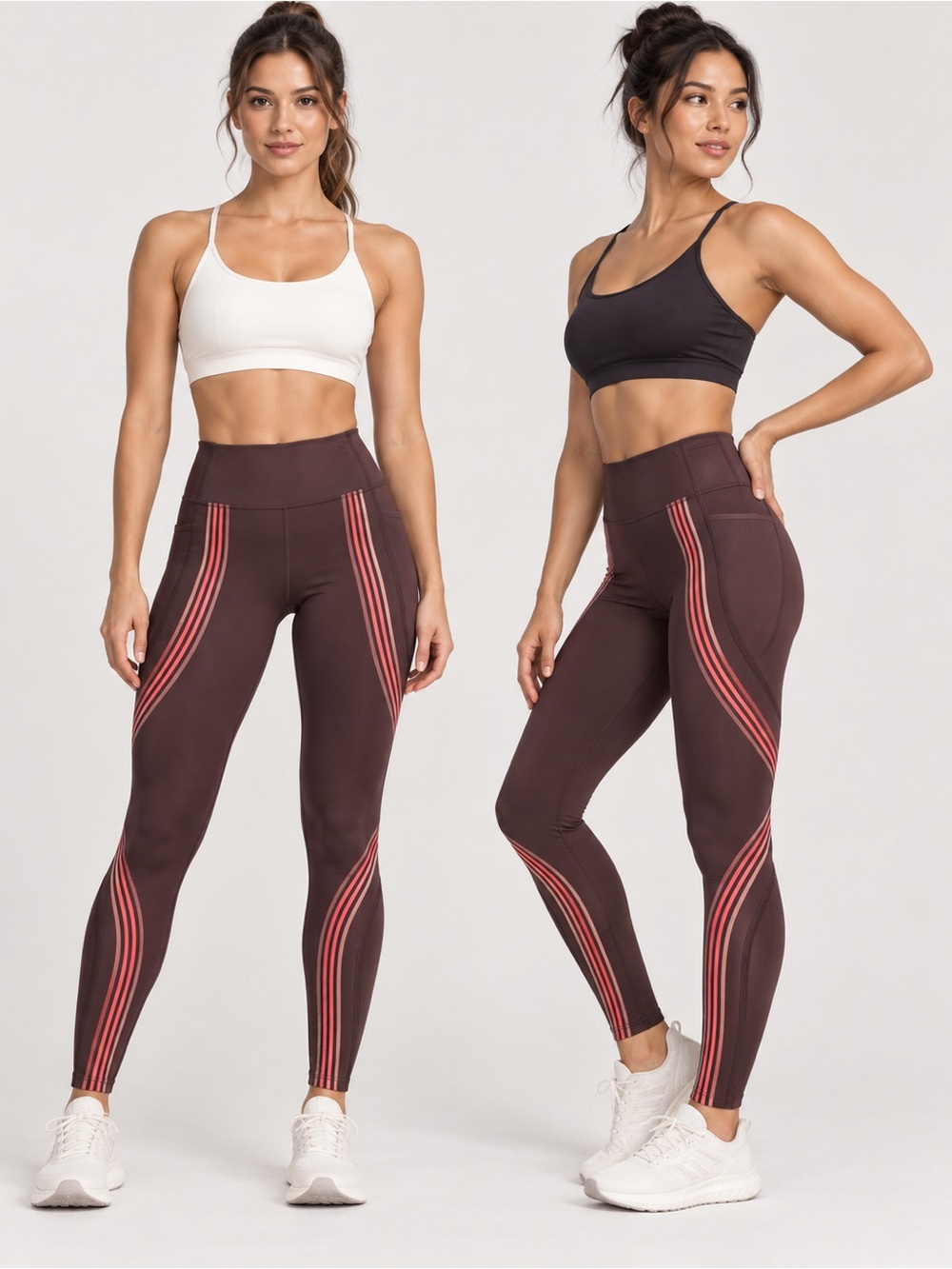 lululemon athletica Brown High-Rise Leggings with Pink Stripes